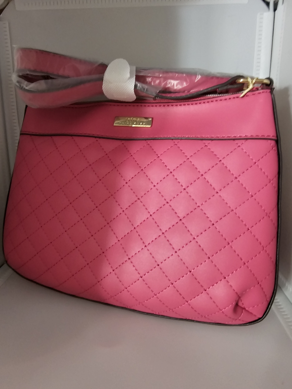 Quilted Pink Crossbody Shoulder Bag - Fashion Handbag